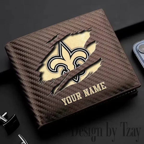 New Orleans Saints Carbon Wallet ID Credit Card Holder License Money Bag SPTCWCCH023