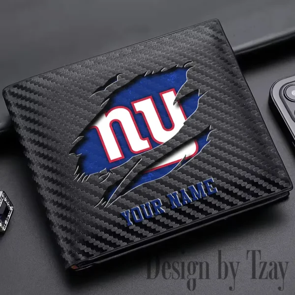 New York Giants Carbon Wallet ID Credit Card Holder License Money Bag SPTCWCCH024 - Image 2