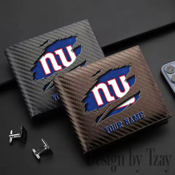 New York Giants Carbon Wallet ID Credit Card Holder License Money Bag SPTCWCCH024 - Image 3
