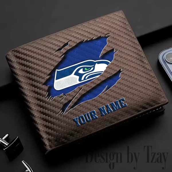 Seattle Seahawks Carbon Wallet ID Credit Card Holder License Money Bag SPTCWCCH029