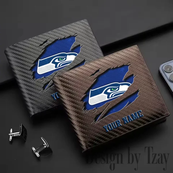 Seattle Seahawks Carbon Wallet ID Credit Card Holder License Money Bag SPTCWCCH029 - Image 2