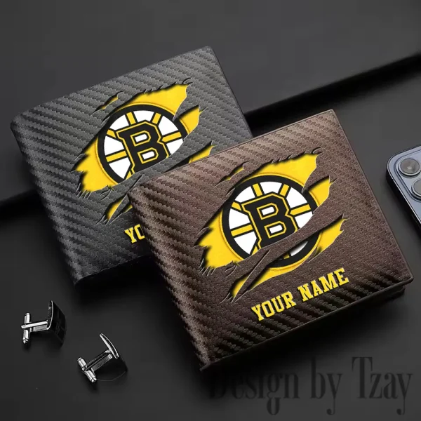 Boston Bruins NHL Carbon Wallet ID Credit Card Holder License Money Bag SPTCWCCH034