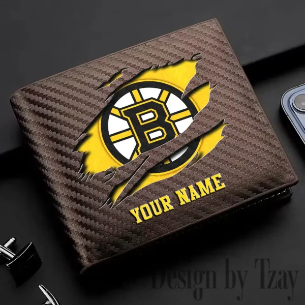Boston Bruins NHL Carbon Wallet ID Credit Card Holder License Money Bag SPTCWCCH034 - Image 2