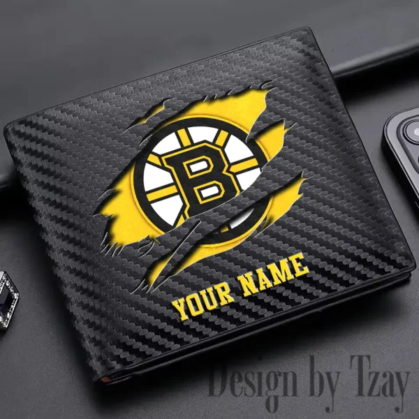 Boston Bruins NHL Carbon Wallet ID Credit Card Holder License Money Bag SPTCWCCH034 - Image 3