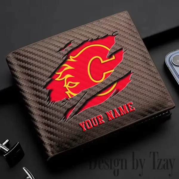 Calgary Flames NHL Carbon Wallet ID Credit Card Holder License Money Bag SPTCWCCH036