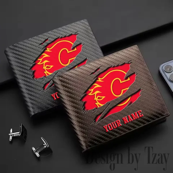Calgary Flames NHL Carbon Wallet ID Credit Card Holder License Money Bag SPTCWCCH036 - Image 3