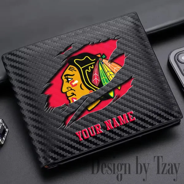 Chicago Blackhawks NHL Carbon Wallet ID Credit Card Holder License Money Bag SPTCWCCH038