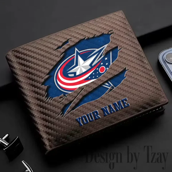 Columbus Blue Jackets NHL Carbon Wallet ID Credit Card Holder License Money Bag SPTCWCCH040