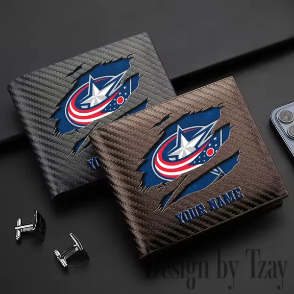 Columbus Blue Jackets NHL Carbon Wallet ID Credit Card Holder License Money Bag SPTCWCCH040 - Image 3