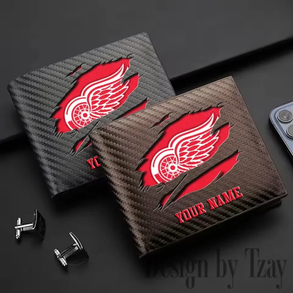 Detroit Red Wings  NHL Carbon Wallet ID Credit Card Holder License Money Bag SPTCWCCH042 - Image 2
