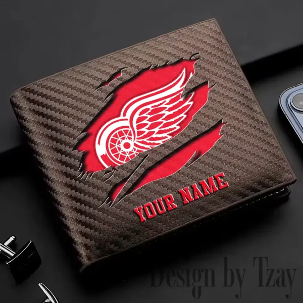 Detroit Red Wings  NHL Carbon Wallet ID Credit Card Holder License Money Bag SPTCWCCH042 - Image 3