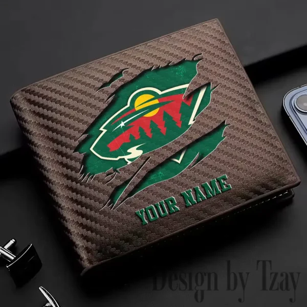 Minnesota Wild NHL Carbon Wallet ID Credit Card Holder License Money Bag SPTCWCCH046
