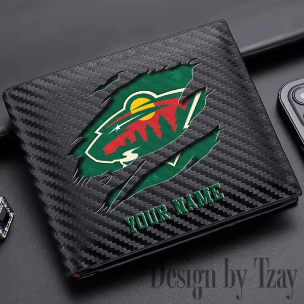 Minnesota Wild NHL Carbon Wallet ID Credit Card Holder License Money Bag SPTCWCCH046 - Image 3