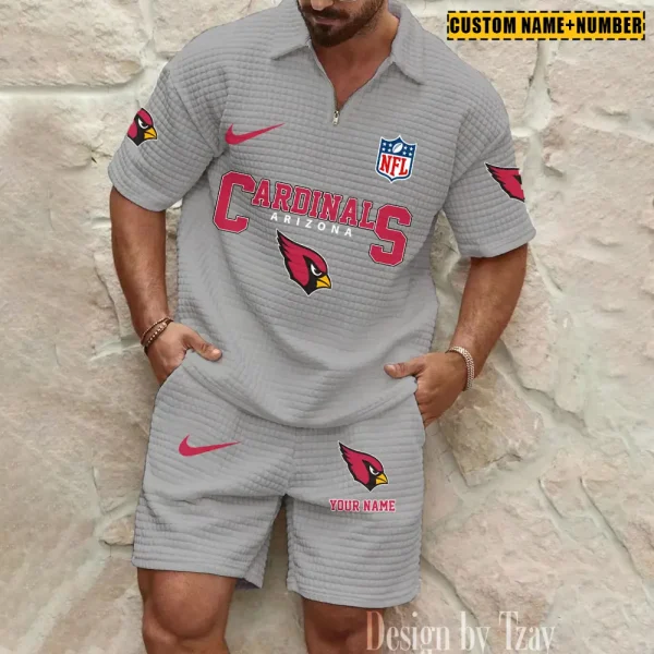 Arizona Cardinals New Spring And Summer Leisure Sports Fitness Tide Male Short Sleeve Shorts Two-Piece Set BSPTWHZSS409 - Image 2
