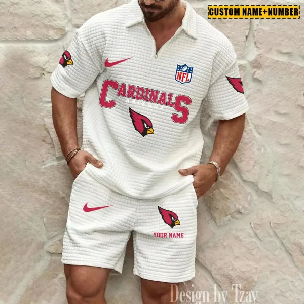 Arizona Cardinals New Spring And Summer Leisure Sports Fitness Tide Male Short Sleeve Shorts Two-Piece Set BSPTWHZSS409 - Image 3