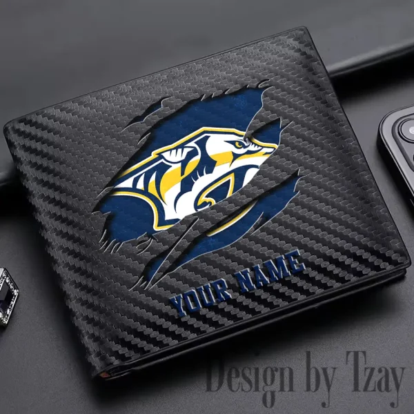 Nashville Predators NHL Carbon Wallet ID Credit Card Holder License Money Bag SPTCWCCH048 - Image 3