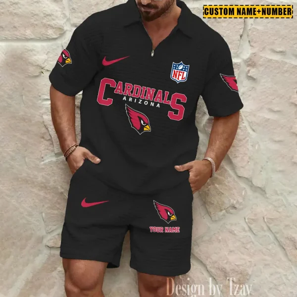 Arizona Cardinals New Spring And Summer Leisure Sports Fitness Tide Male Short Sleeve Shorts Two-Piece Set BSPTWHZSS409 - Image 4