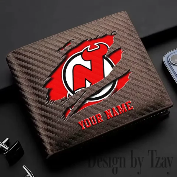 New Jersey Devils NHL Carbon Wallet ID Credit Card Holder License Money Bag SPTCWCCH049