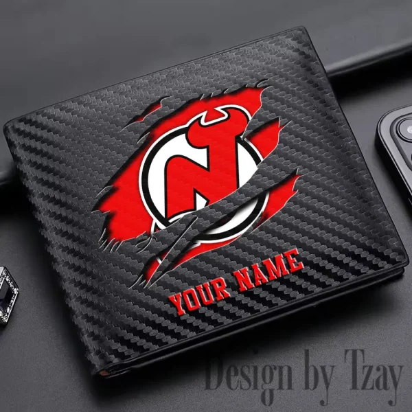 New Jersey Devils NHL Carbon Wallet ID Credit Card Holder License Money Bag SPTCWCCH049 - Image 2