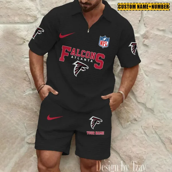 Atlanta Falcons New Spring And Summer Leisure Sports Fitness Tide Male Short Sleeve Shorts Two-Piece Set BSPTWHZSS410