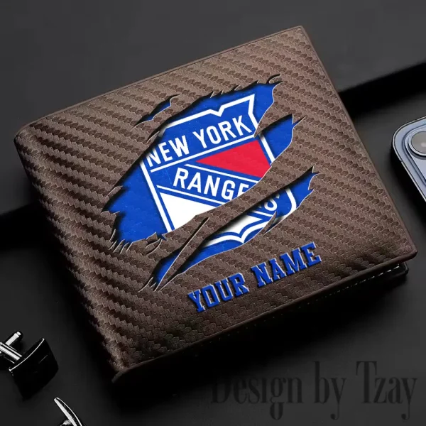 New York Rangers NHL Carbon Wallet ID Credit Card Holder License Money Bag SPTCWCCH051 - Image 2