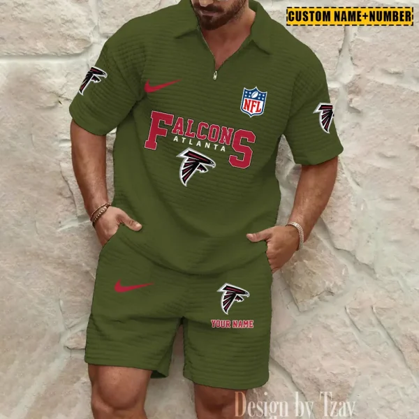 Atlanta Falcons New Spring And Summer Leisure Sports Fitness Tide Male Short Sleeve Shorts Two-Piece Set BSPTWHZSS410 - Image 2