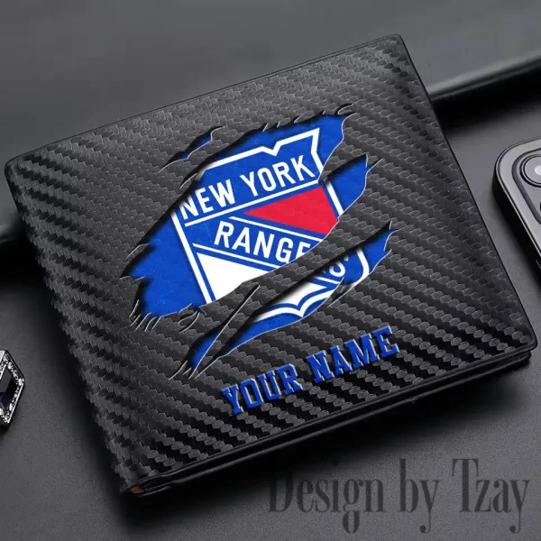 New York Rangers NHL Carbon Wallet ID Credit Card Holder License Money Bag SPTCWCCH051 - Image 3