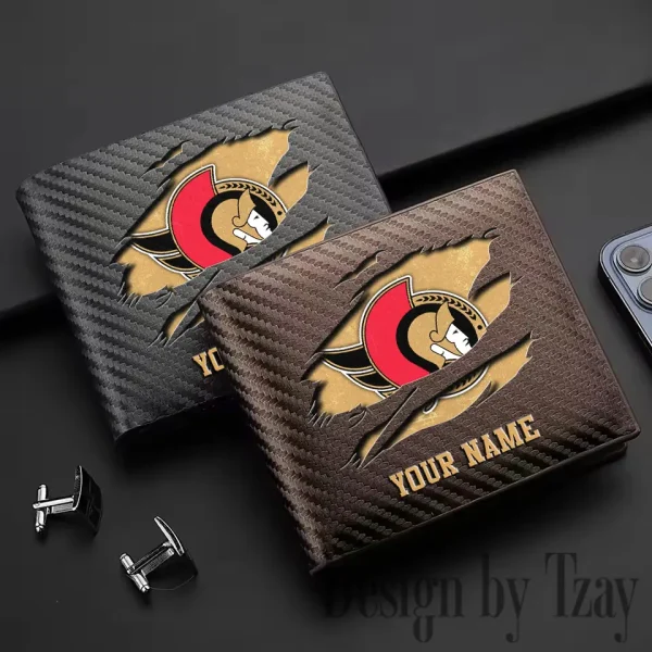 Ottawa Senators NHL Carbon Wallet ID Credit Card Holder License Money Bag SPTCWCCH052