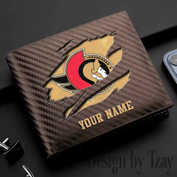Ottawa Senators NHL Carbon Wallet ID Credit Card Holder License Money Bag SPTCWCCH052 - Image 2