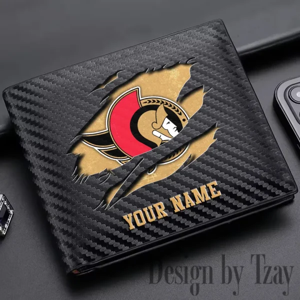 Ottawa Senators NHL Carbon Wallet ID Credit Card Holder License Money Bag SPTCWCCH052 - Image 3