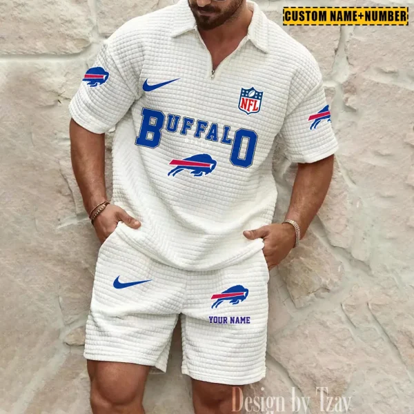 Buffalo Bills New Spring And Summer Leisure Sports Fitness Tide Male Short Sleeve Shorts Two-Piece Set BSPTWHZSS412