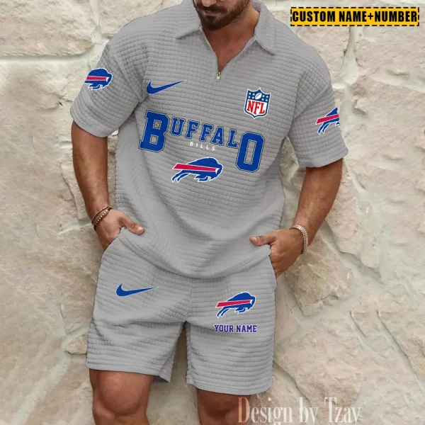 Buffalo Bills New Spring And Summer Leisure Sports Fitness Tide Male Short Sleeve Shorts Two-Piece Set BSPTWHZSS412 - Image 6