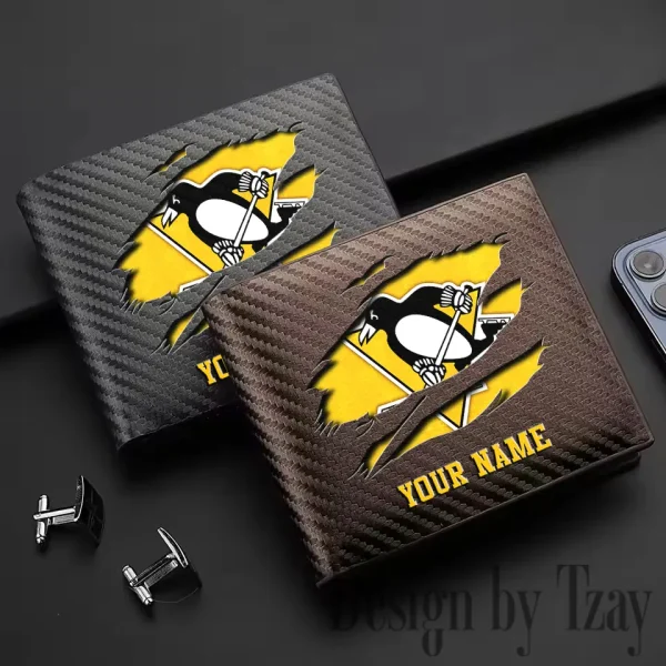 Pittsburgh Penguins NHL Carbon Wallet ID Credit Card Holder License Money Bag SPTCWCCH054