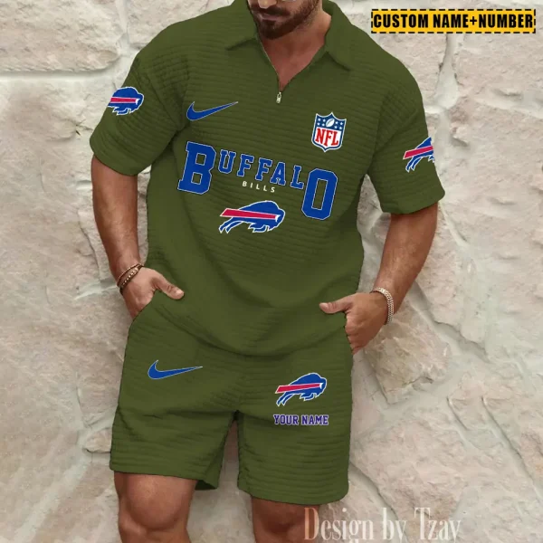 Buffalo Bills New Spring And Summer Leisure Sports Fitness Tide Male Short Sleeve Shorts Two-Piece Set BSPTWHZSS412 - Image 7