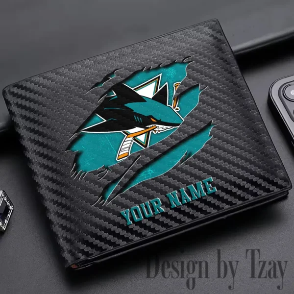 San Jose Sharks NHL Carbon Wallet ID Credit Card Holder License Money Bag SPTCWCCH055