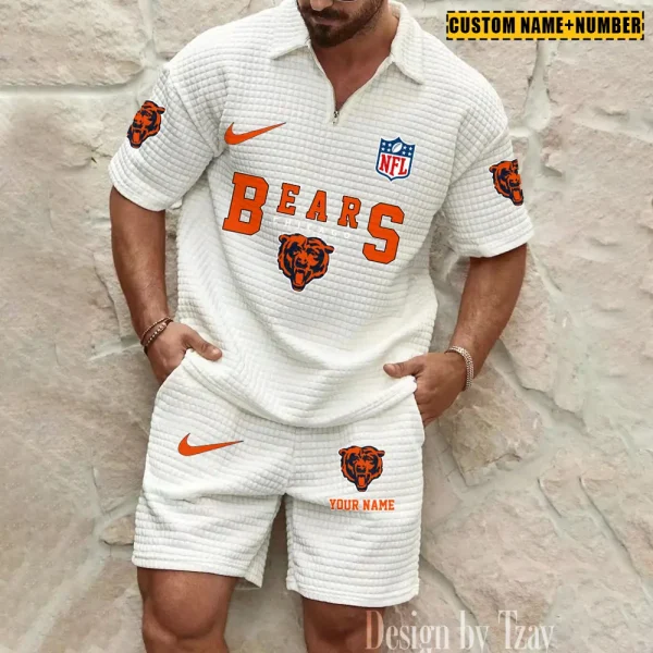 Chicago Bears New Spring And Summer Leisure Sports Fitness Tide Male Short Sleeve Shorts Two-Piece Set BSPTWHZSS414