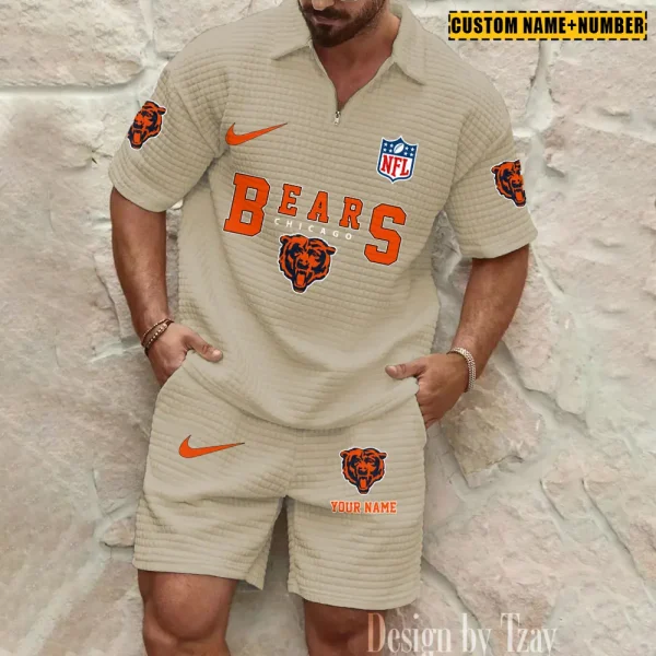 Chicago Bears New Spring And Summer Leisure Sports Fitness Tide Male Short Sleeve Shorts Two-Piece Set BSPTWHZSS414 - Image 2