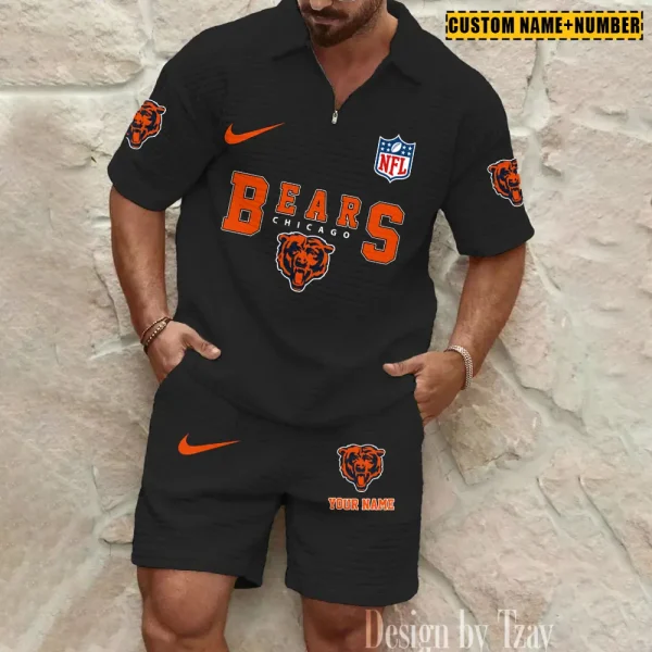 Chicago Bears New Spring And Summer Leisure Sports Fitness Tide Male Short Sleeve Shorts Two-Piece Set BSPTWHZSS414 - Image 3