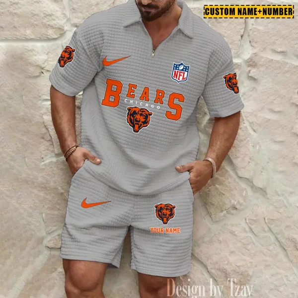 Chicago Bears New Spring And Summer Leisure Sports Fitness Tide Male Short Sleeve Shorts Two-Piece Set BSPTWHZSS414 - Image 4