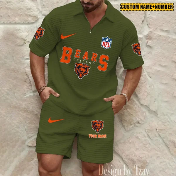Chicago Bears New Spring And Summer Leisure Sports Fitness Tide Male Short Sleeve Shorts Two-Piece Set BSPTWHZSS414 - Image 5