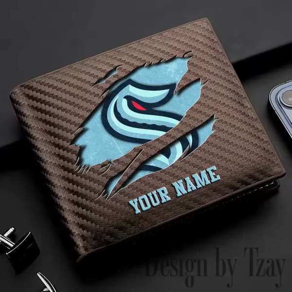 Seattle Kraken NHL Carbon Wallet ID Credit Card Holder License Money Bag SPTCWCCH056 - Image 2