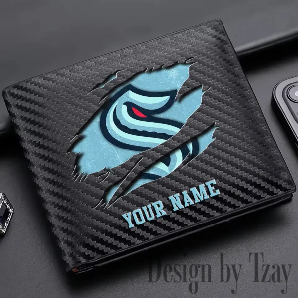 Seattle Kraken NHL Carbon Wallet ID Credit Card Holder License Money Bag SPTCWCCH056 - Image 3