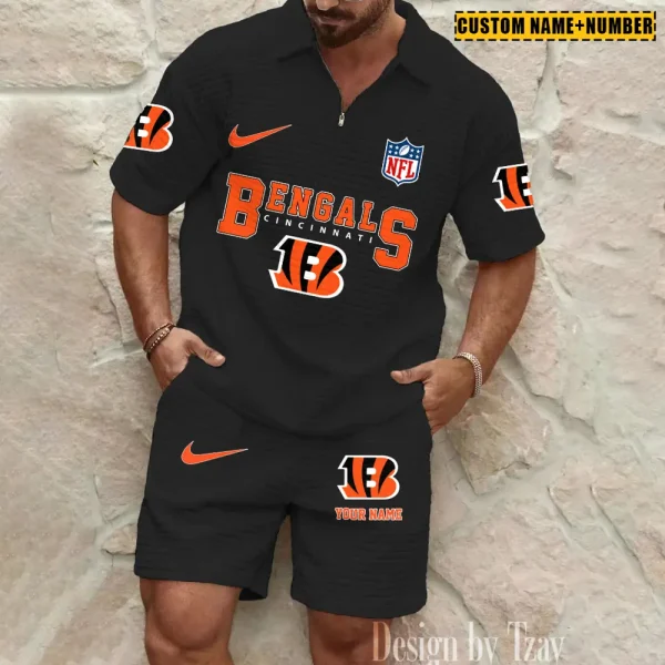 Cincinnati Bengals New Spring And Summer Leisure Sports Fitness Tide Male Short Sleeve Shorts Two-Piece Set BSPTWHZSS415 - Image 3