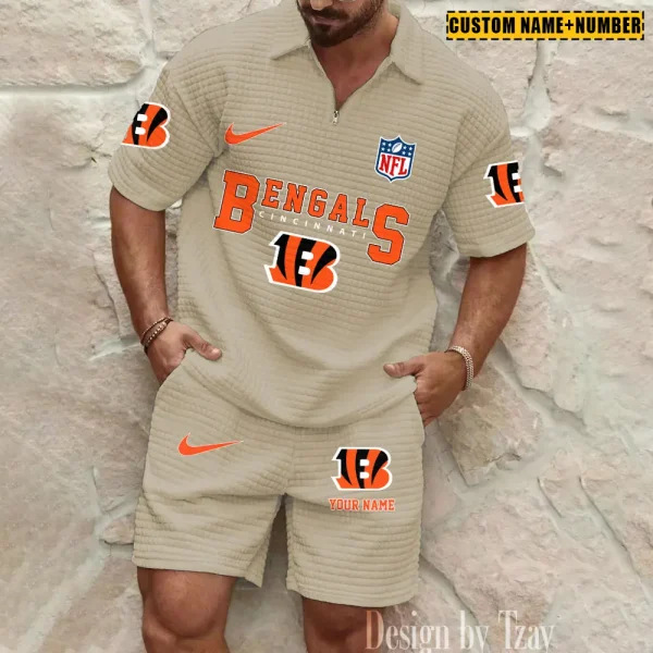 Cincinnati Bengals New Spring And Summer Leisure Sports Fitness Tide Male Short Sleeve Shorts Two-Piece Set BSPTWHZSS415 - Image 4