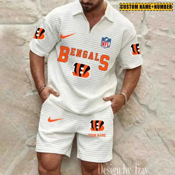 Cincinnati Bengals New Spring And Summer Leisure Sports Fitness Tide Male Short Sleeve Shorts Two-Piece Set BSPTWHZSS415 - Image 5