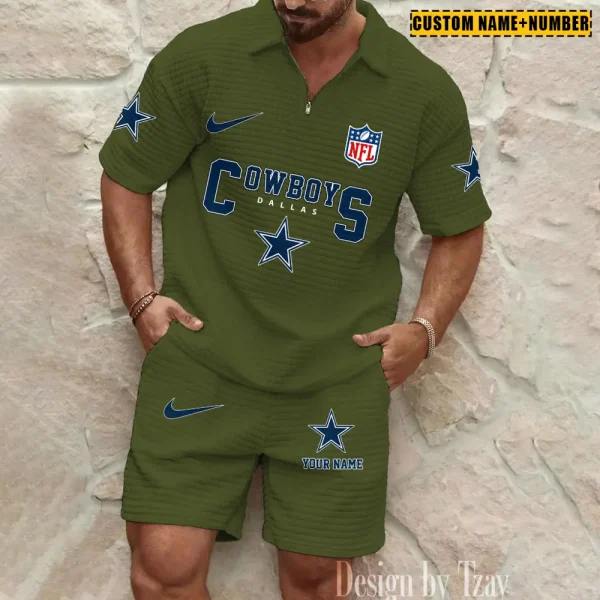 Dallas Cowboys New Spring And Summer Leisure Sports Fitness Tide Male Short Sleeve Shorts Two-Piece Set BSPTWHZSS417