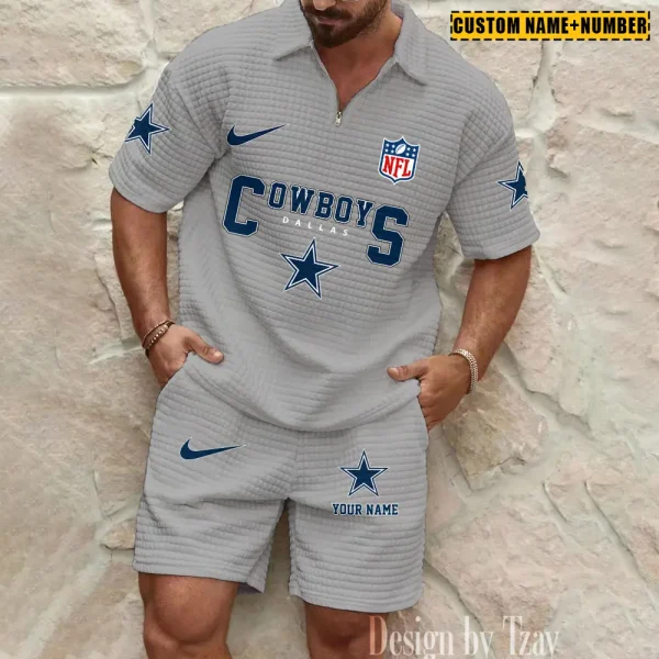 Dallas Cowboys New Spring And Summer Leisure Sports Fitness Tide Male Short Sleeve Shorts Two-Piece Set BSPTWHZSS417 - Image 2