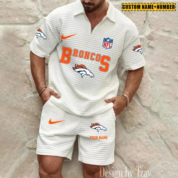 Denver Broncos New Spring And Summer Leisure Sports Fitness Tide Male Short Sleeve Shorts Two-Piece Set BSPTWHZSS418 - Image 2