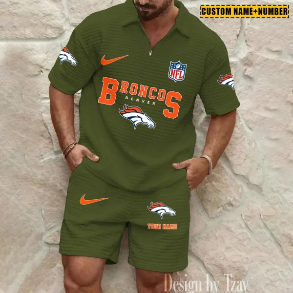 Denver Broncos New Spring And Summer Leisure Sports Fitness Tide Male Short Sleeve Shorts Two-Piece Set BSPTWHZSS418 - Image 5