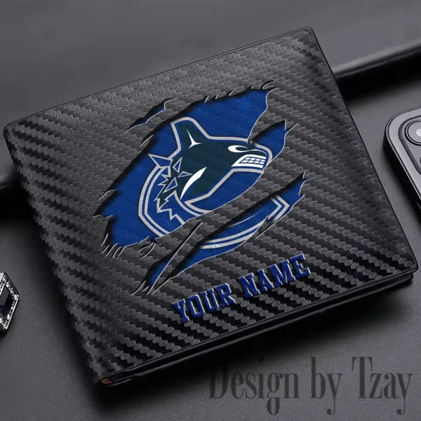 Vancouver Canucks NHL Carbon Wallet ID Credit Card Holder License Money Bag SPTCWCCH061
